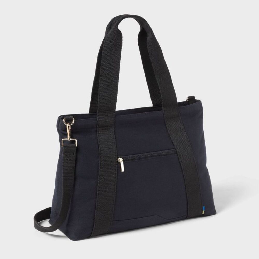 Solid Canvas School Tote Bag - Black